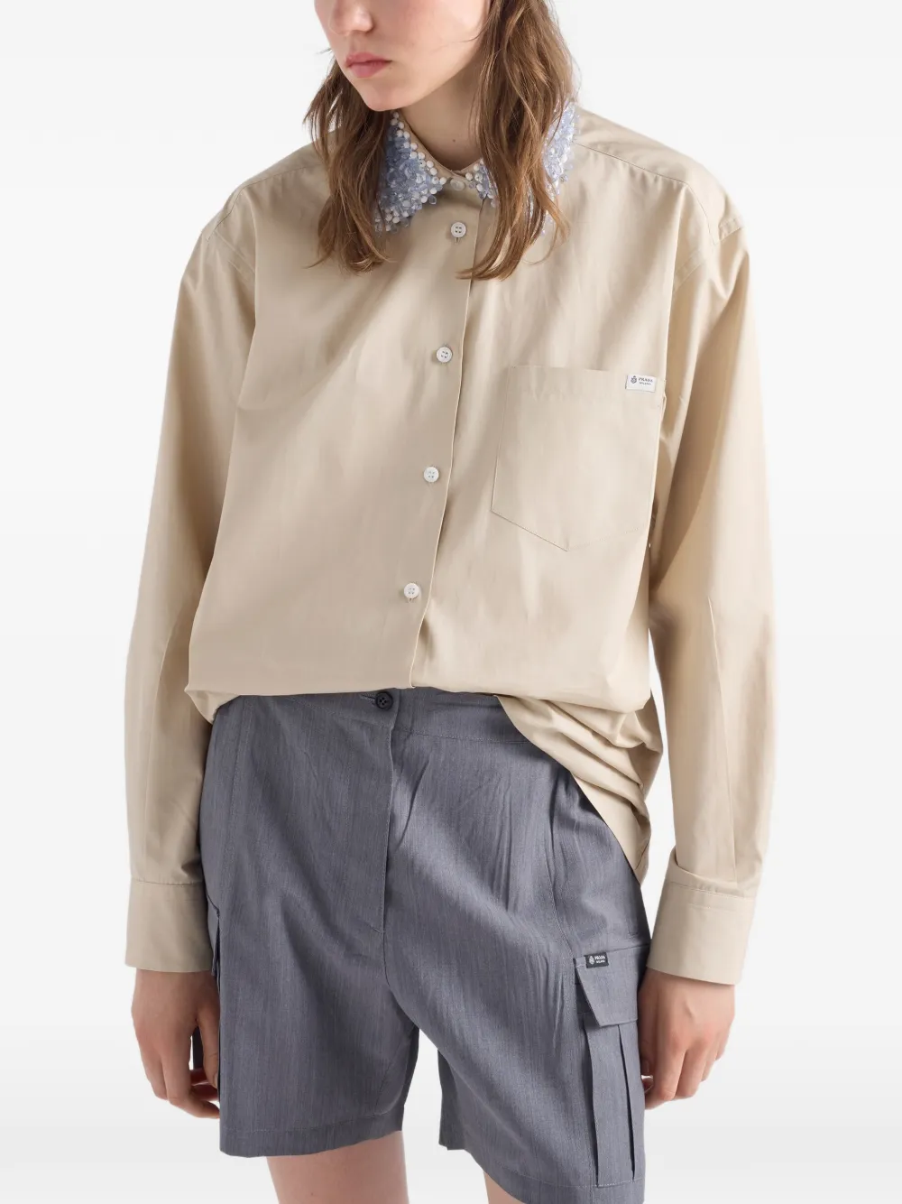 Prada Popeline overhemd Beige