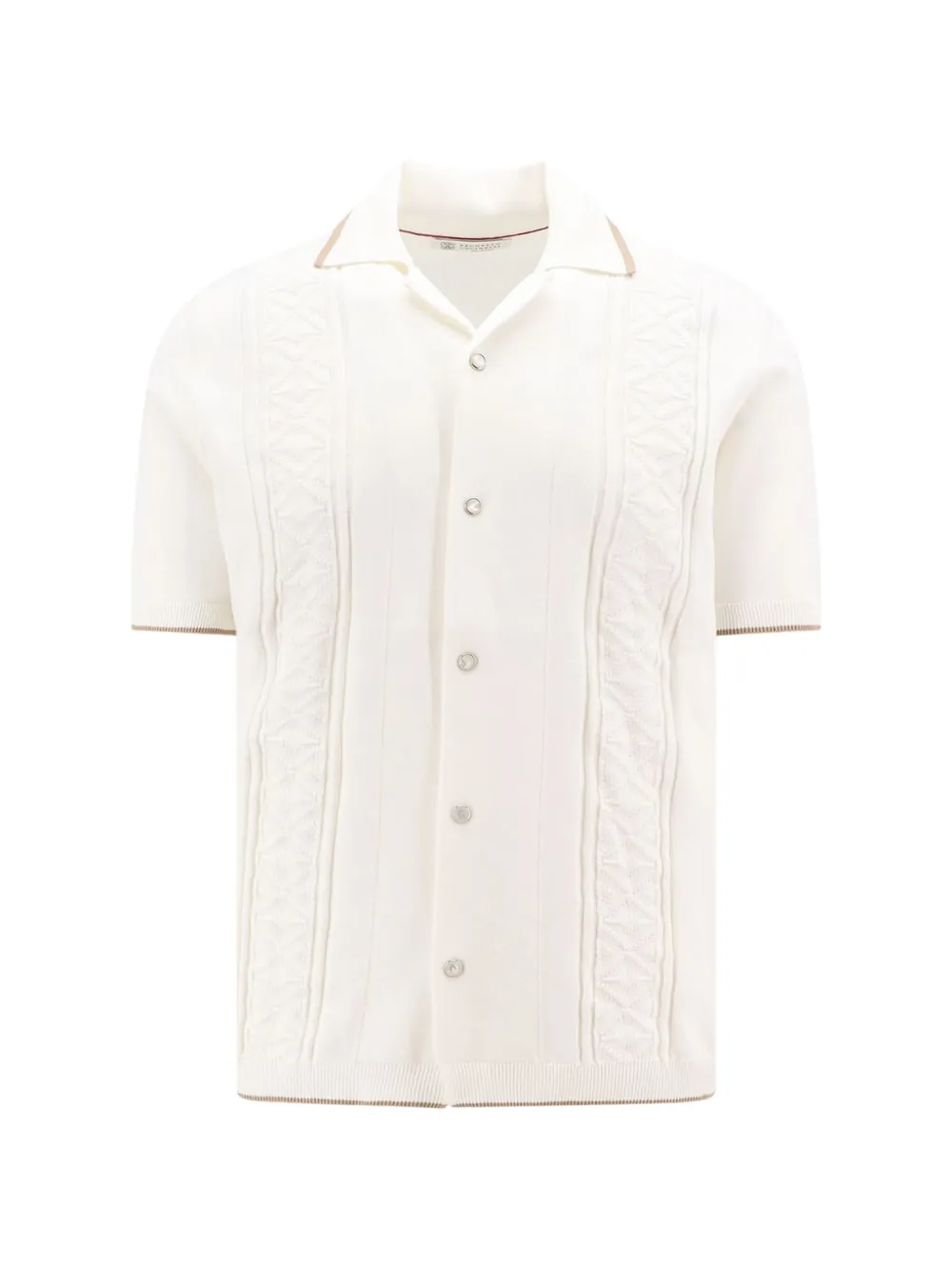 Brunello Cucinelli cable-knit short-sleeve shirt - Neutrals