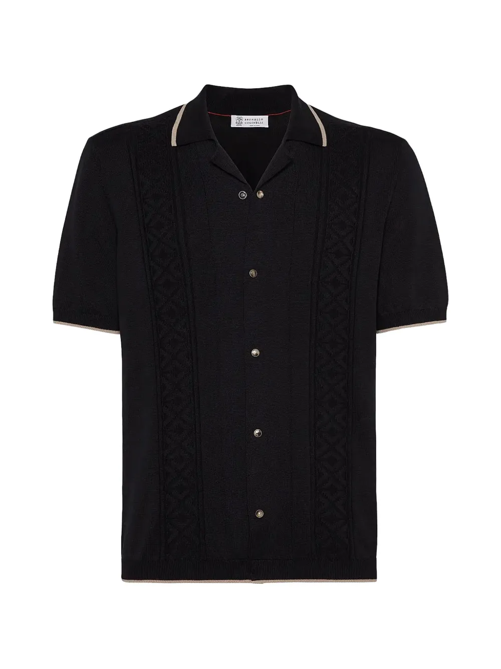 Brunello Cucinelli cable-knit short-sleeve shirt - Nero