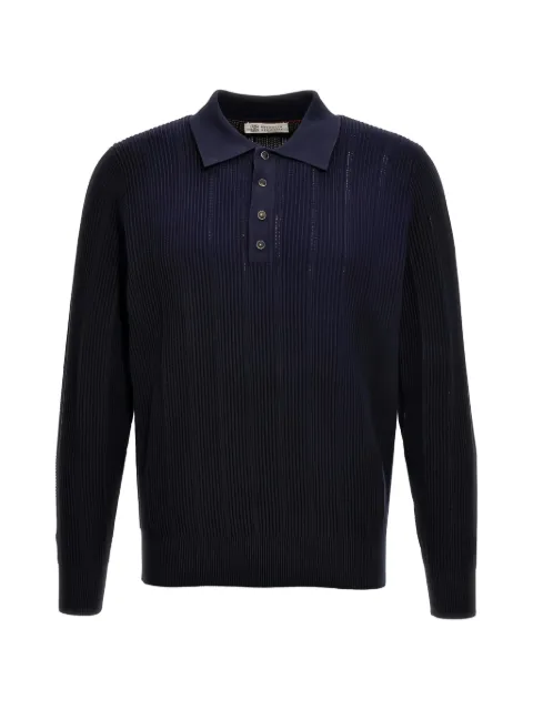 Brunello Cucinelli ribbed-knit polo sweater