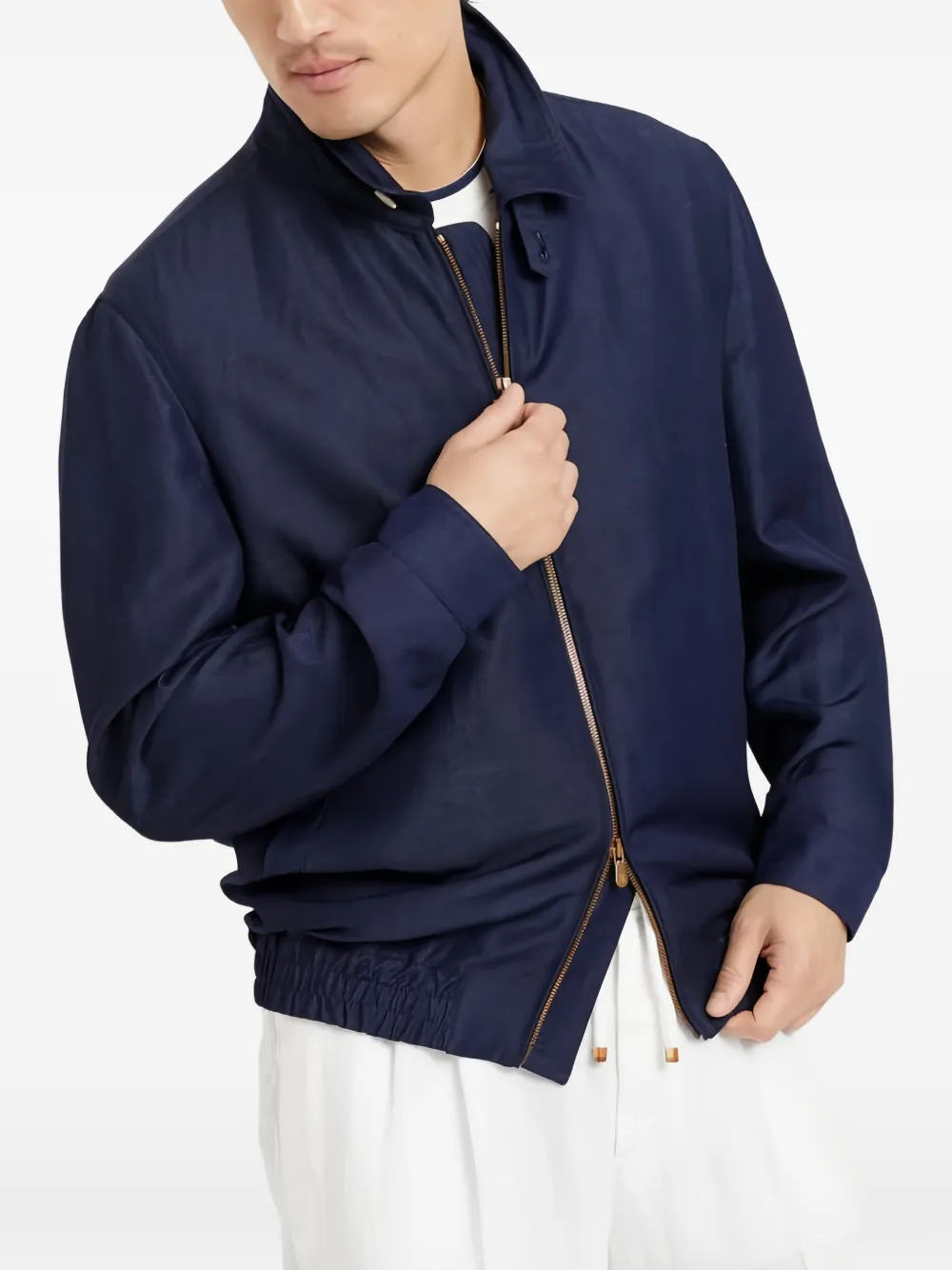 Brunello Cucinelli zip-up bomber jacket - Blue