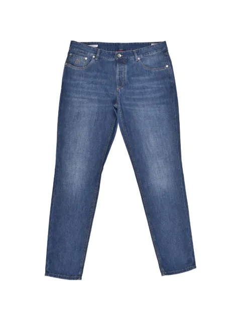 Brunello Cucinelli logo-embroidered five-pocket jeans