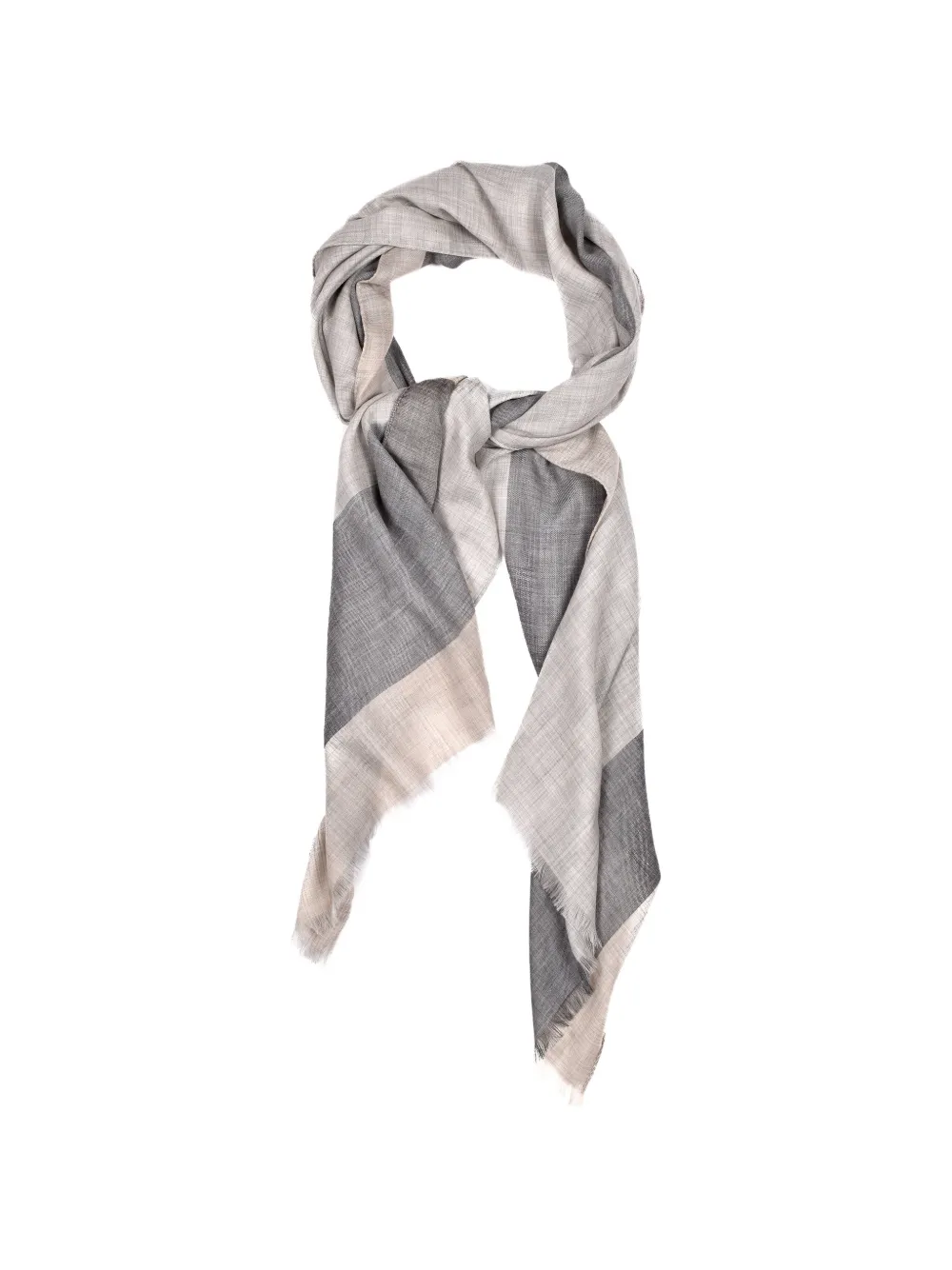 Brunello Cucinelli two-tone frayed scarf - Grau