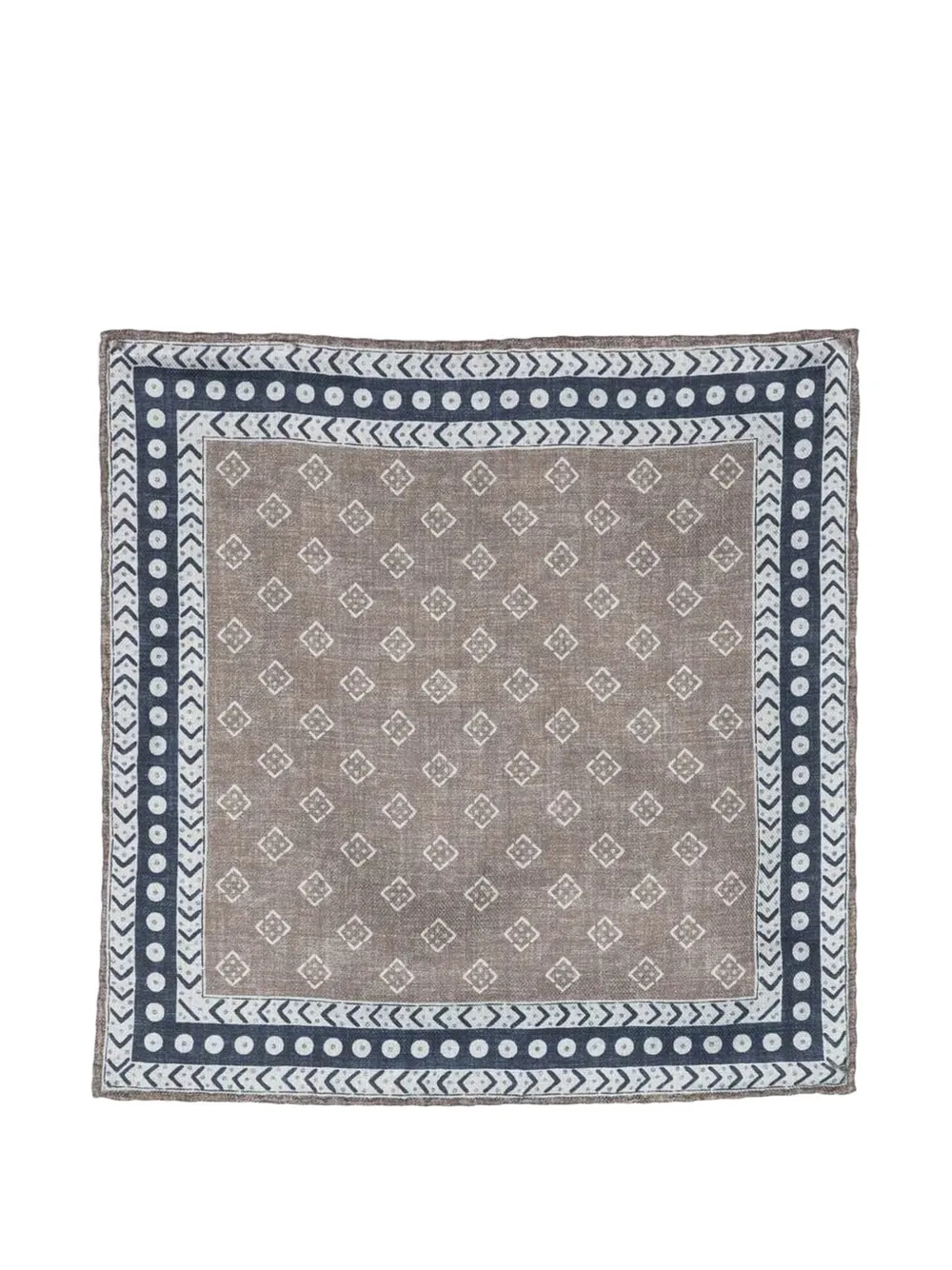 Brunello Cucinelli geometric-pattern silk pocket square - Nude