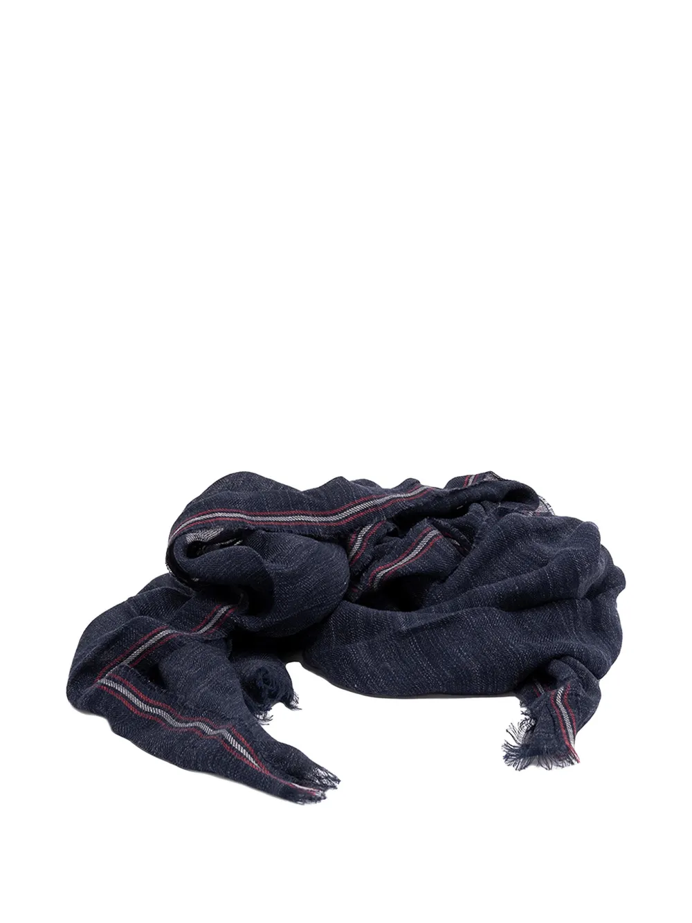 Brunello Cucinelli striped frayed scarf - Blu