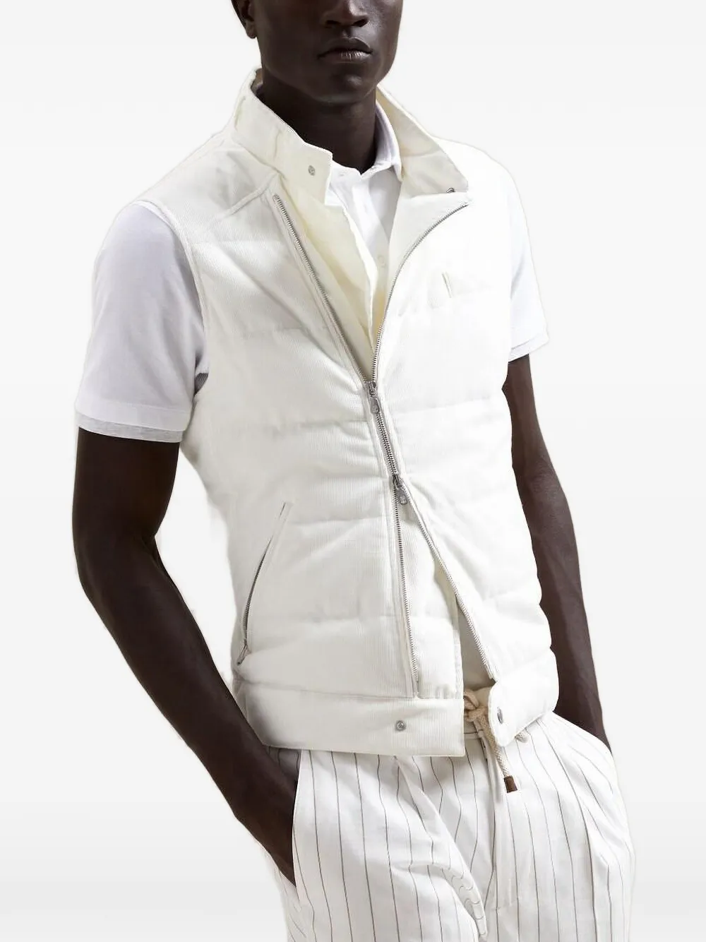 Brunello Cucinelli quilted corduroy gilet - Weiß