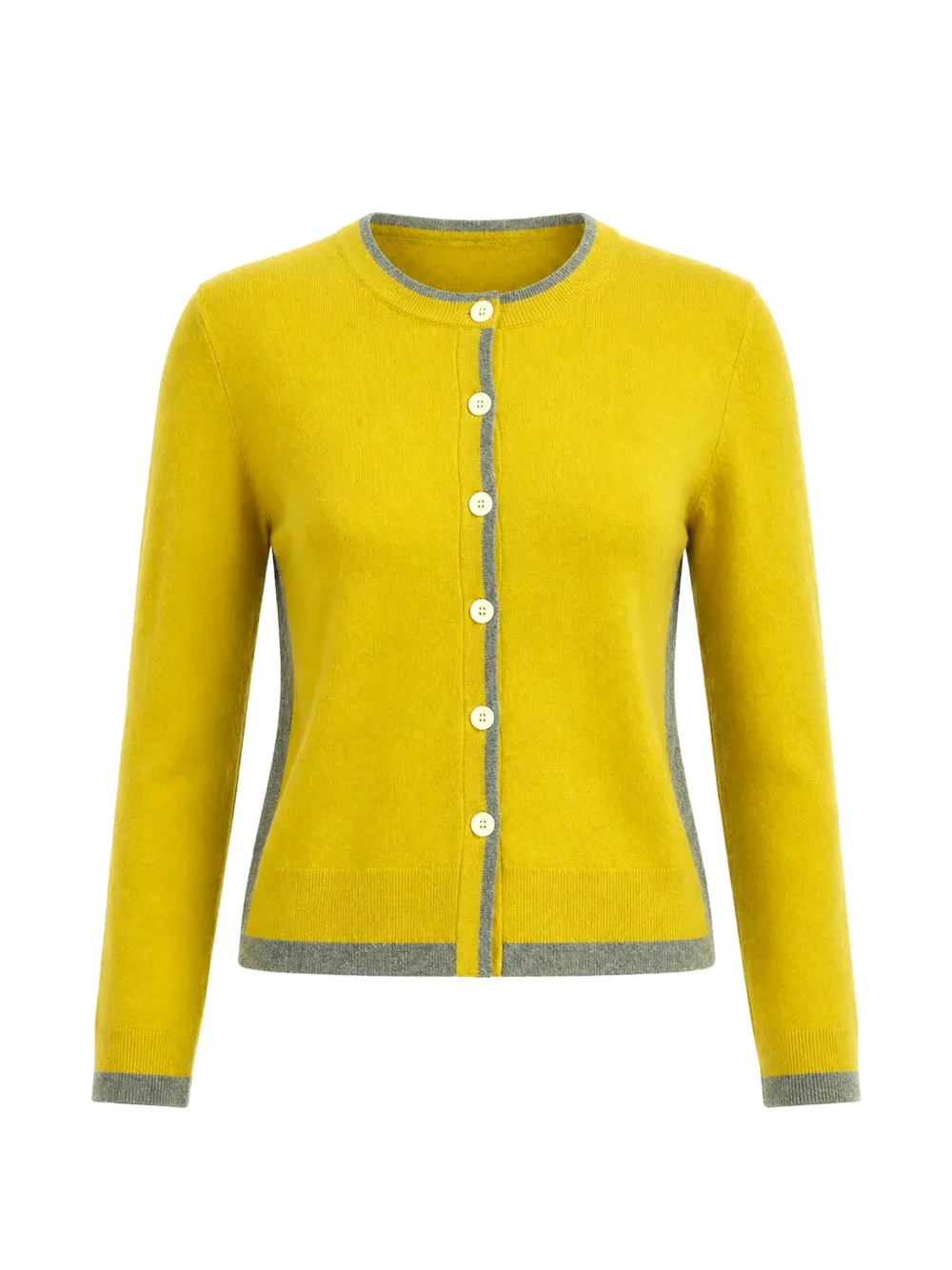 CUDDLEUP contrast-trim button-down cardigan - Yellow