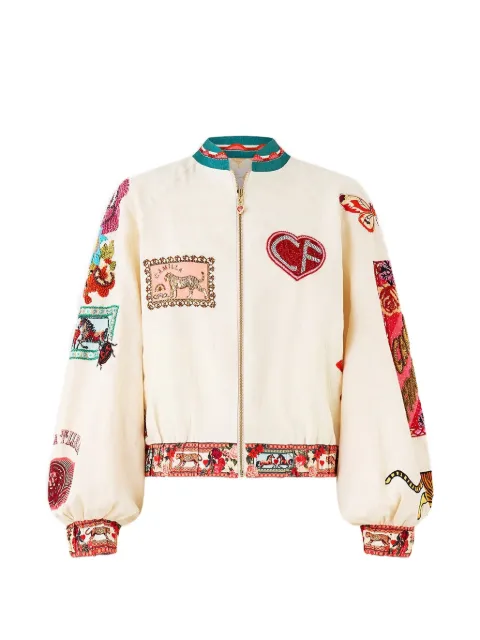 Camilla bead-embellished patch-detail bomber jacket