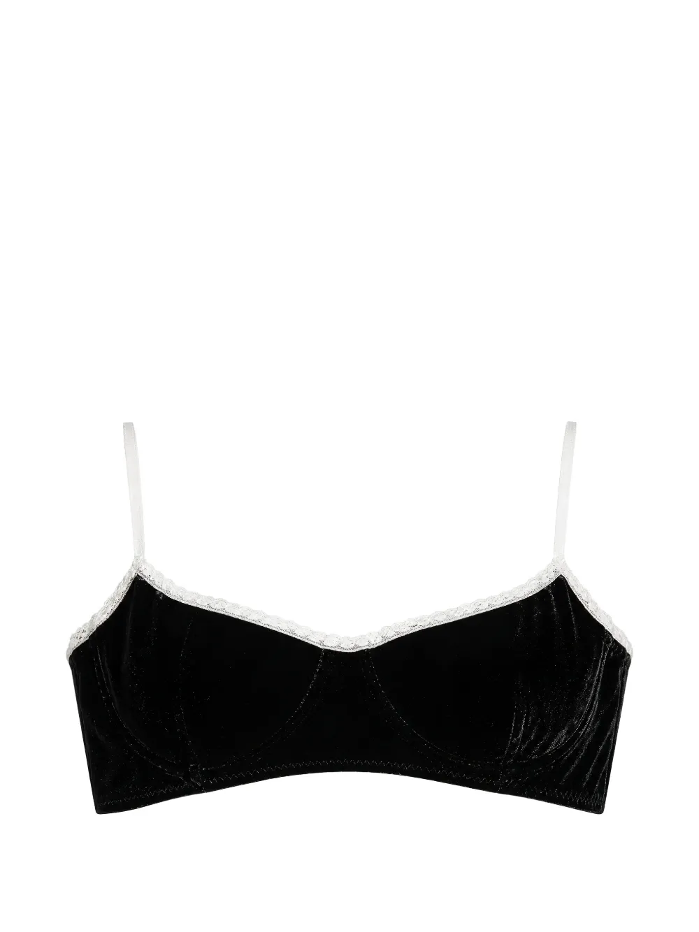 Prada lace-trim velvet bra - Nero