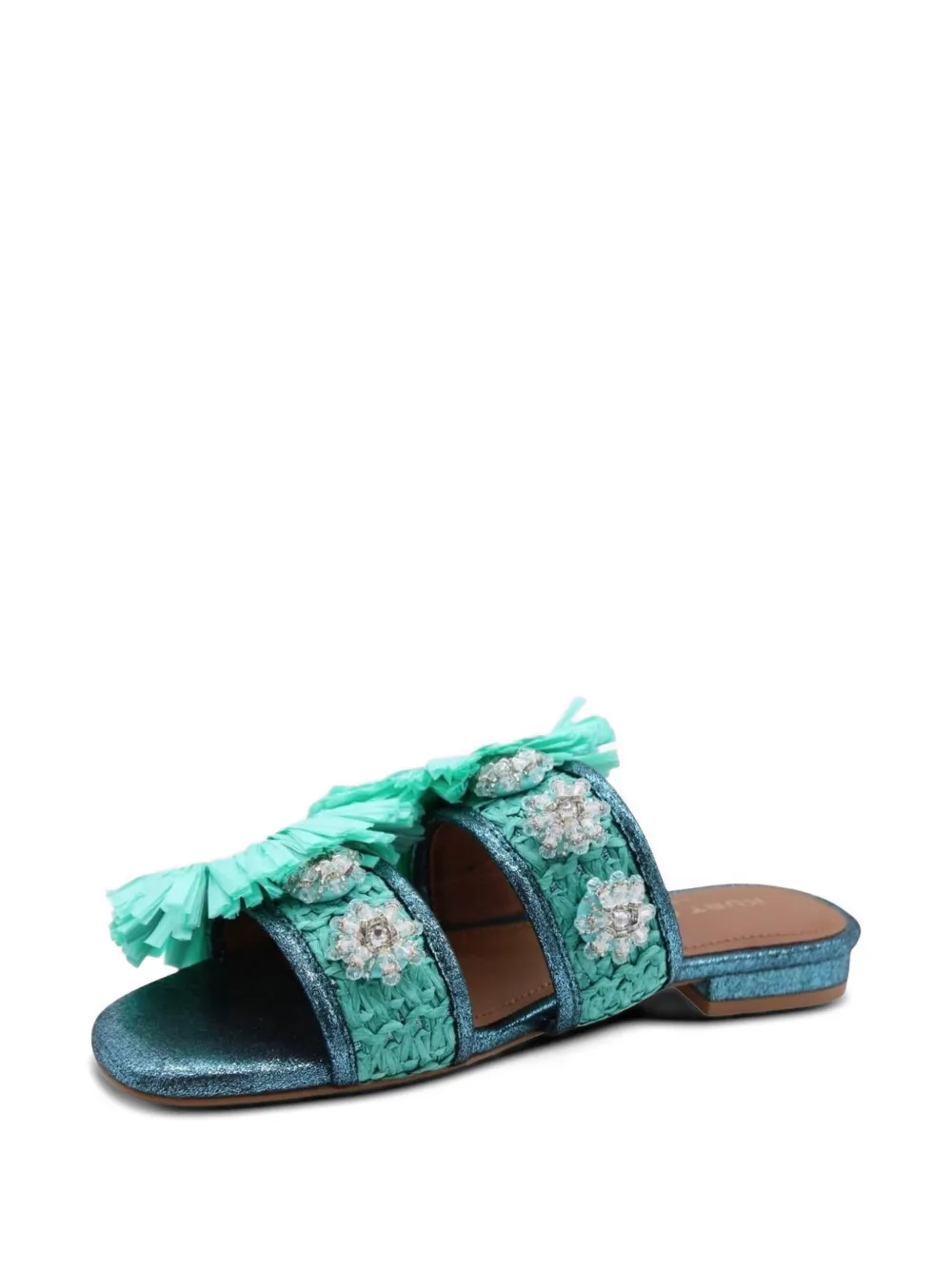 Kurt Geiger London raffia-embellished glitter-effect sandals Groen