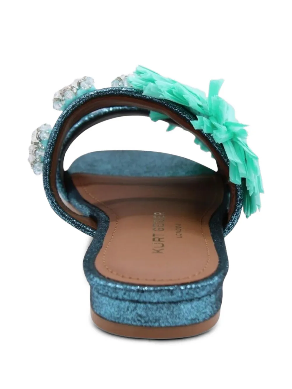 Kurt Geiger London raffia-embellished glitter-effect sandals Groen