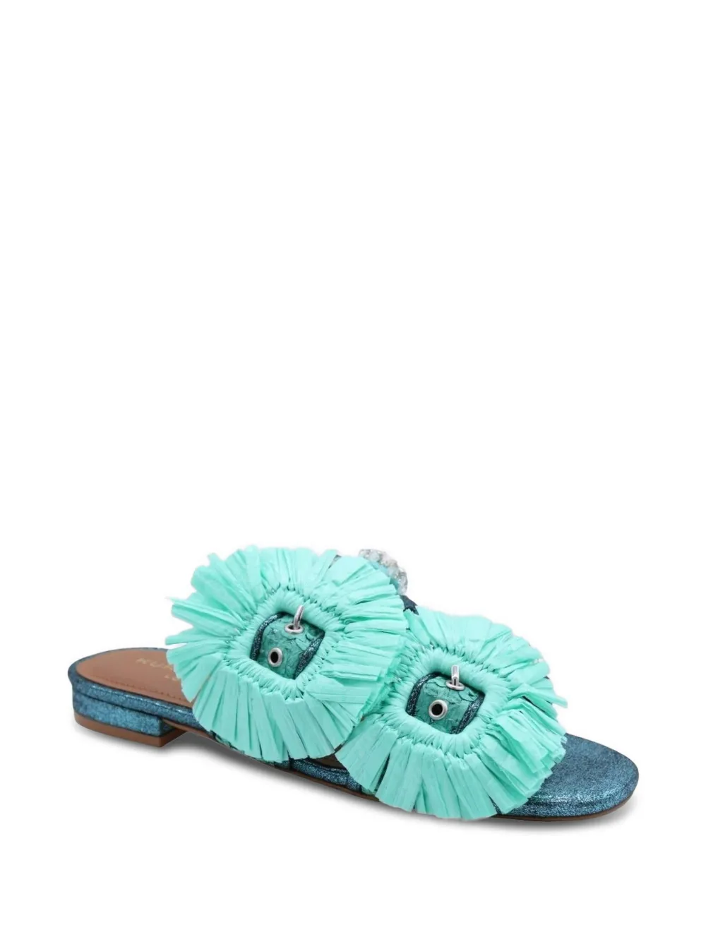 Kurt Geiger London raffia-embellished glitter-effect sandals Groen