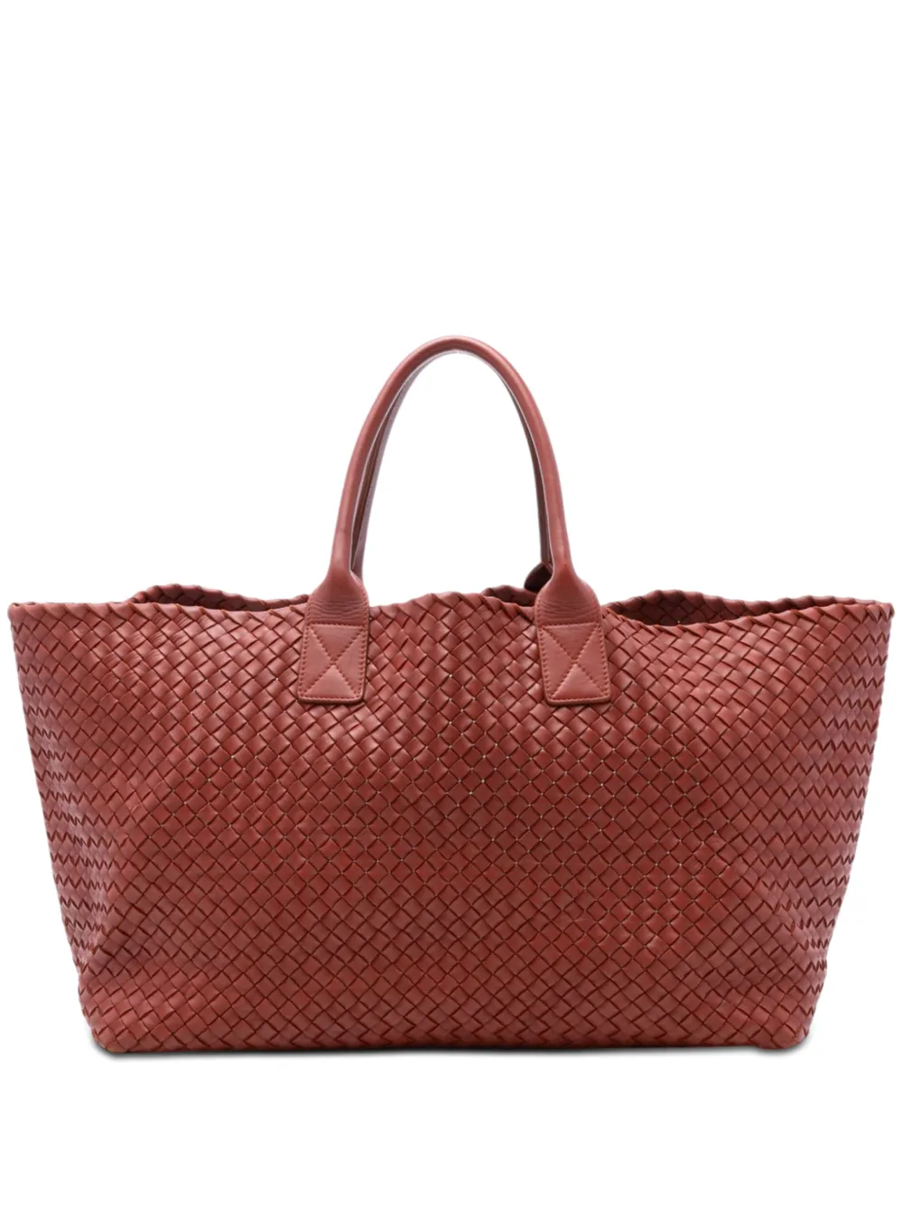 Bottega Veneta Pre-Owned 2011 Large Lambskin Intreccio Cabat tote bag - Rosso