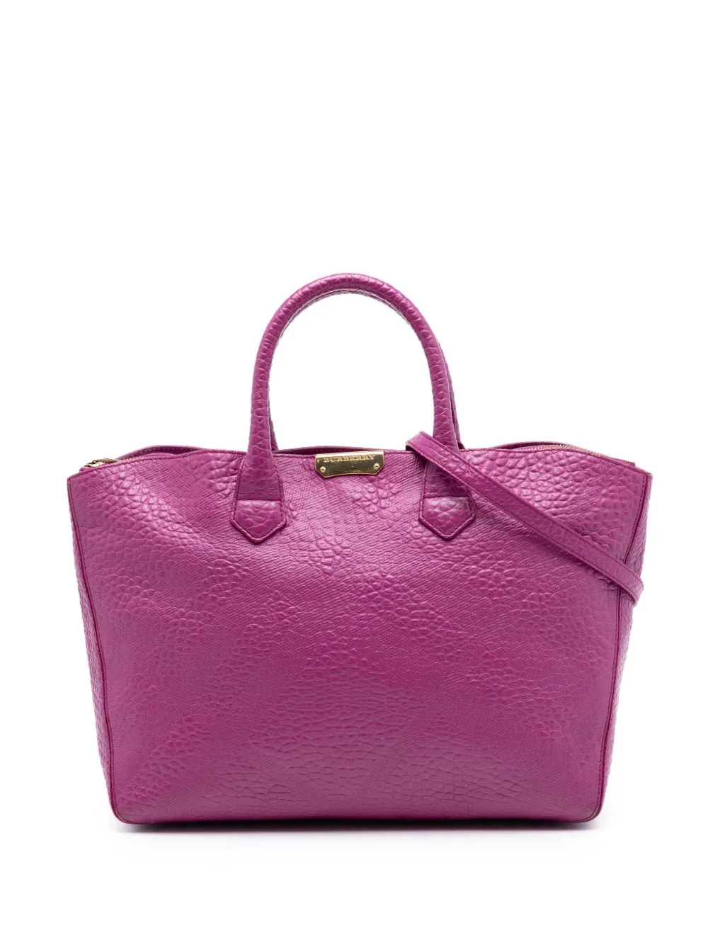 Burberry Pre-Owned 2000-2017 Embossed Leather Dewsbury satchel - Purple