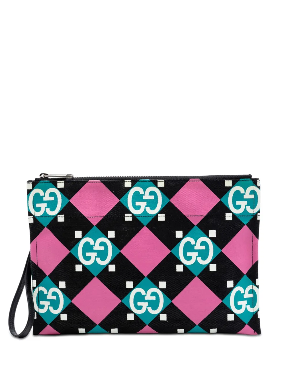 Gucci Pre-Owned 2000-2015 Jumbo GG Canvas Geometric Print clutch bag - Nero
