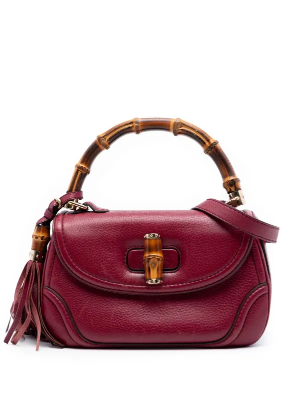 Gucci Pre-owned 2016-2026 Medium Leather New Bamboo Satchel in Red