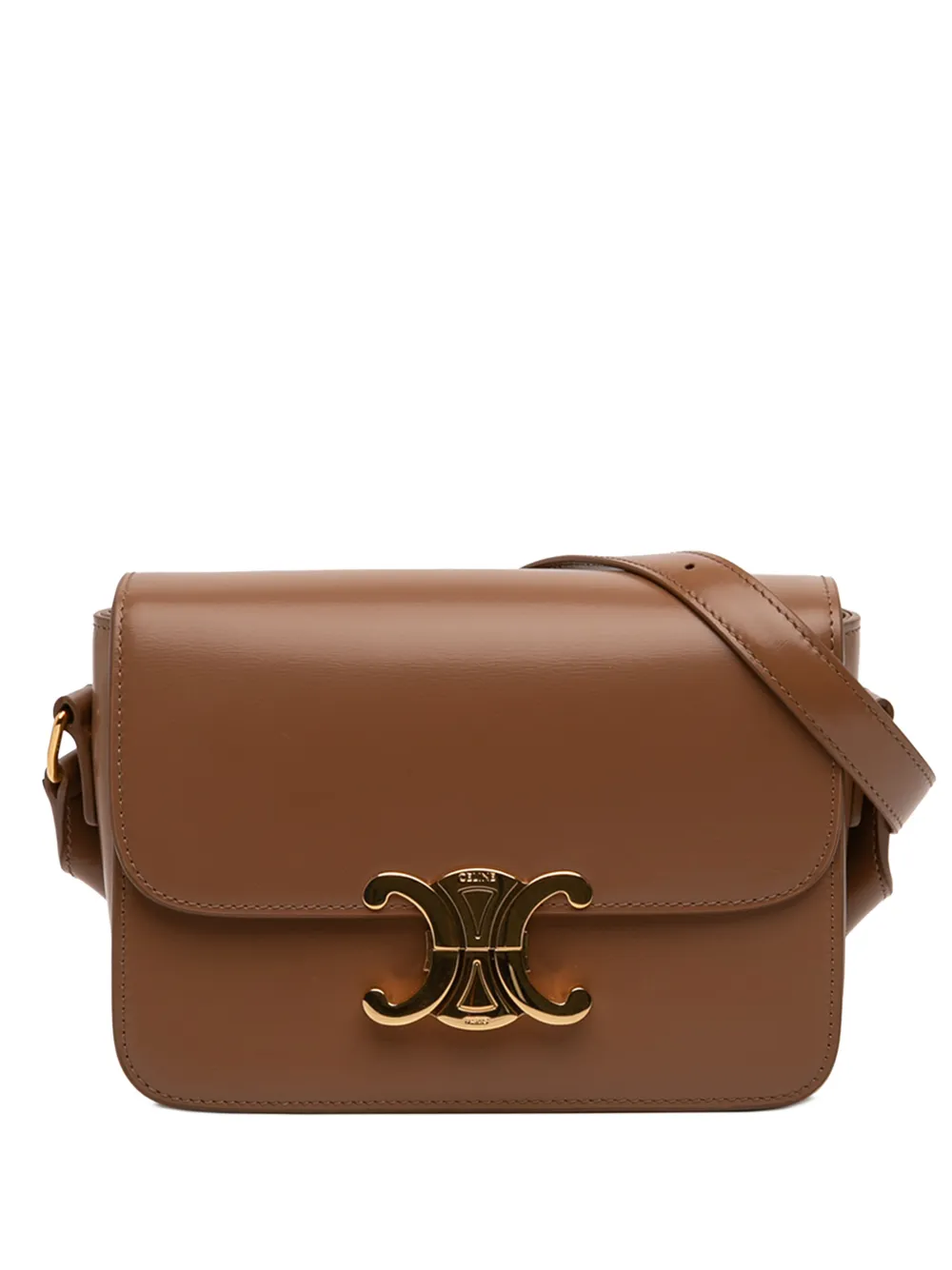 Celine Pre-Owned Borsa a tracolla Triomphe in pelle di vitello lucida 2024 - Marrone