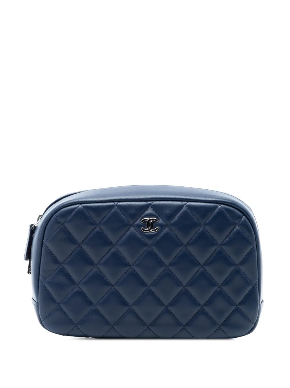CHANEL Pre-Owned 2016-2017 Large Quilted Lambskin Curvy Cosmetic pouch - Blu