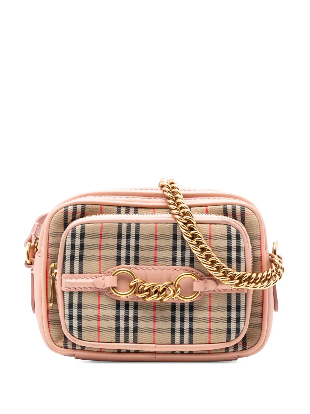 Burberry Pre-Owned 2010-2025 1983 Knight Check Canvas and Calfskin Link Camera Bag crossbody bag - Rosa