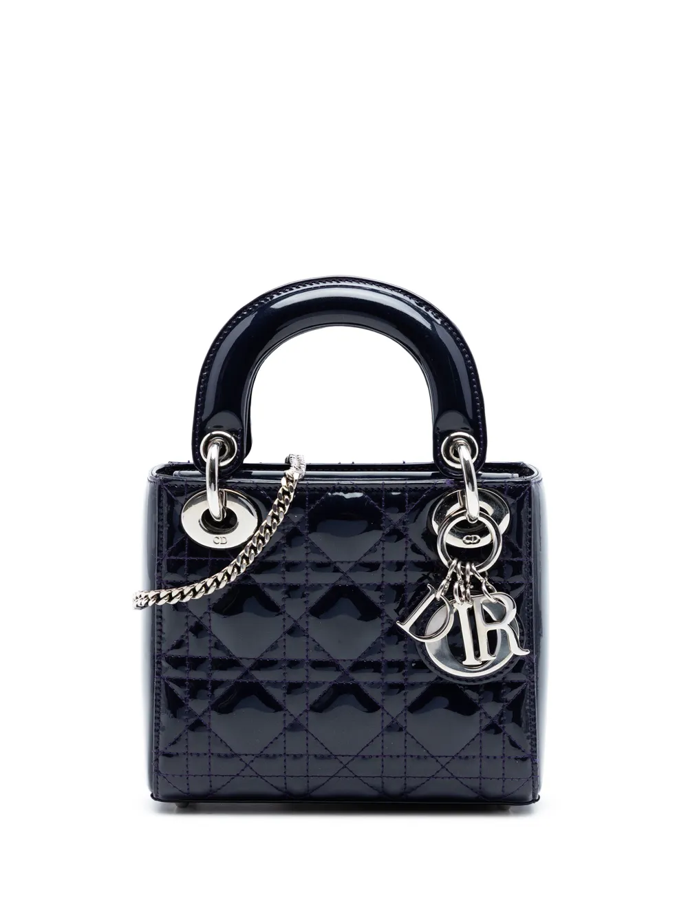 Christian Dior Pre-Owned 2016 Mini Patent Cannage Lady Dior satchel - Blue