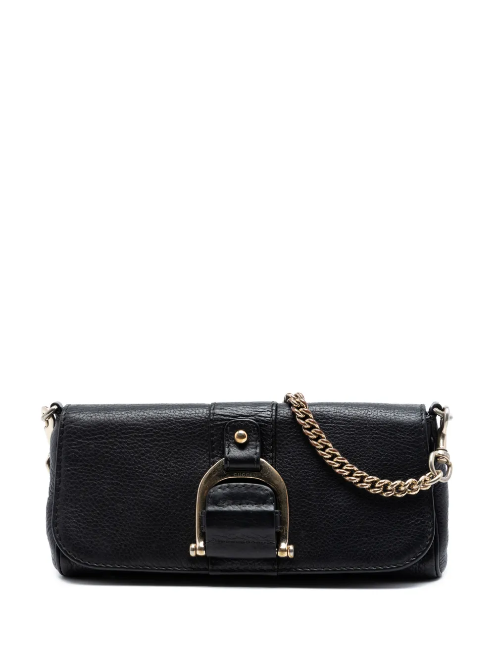 Gucci Pre-Owned 2016-2025 Pebbled Leather Greenwich Clutch with Chain shoulder bag - Nero