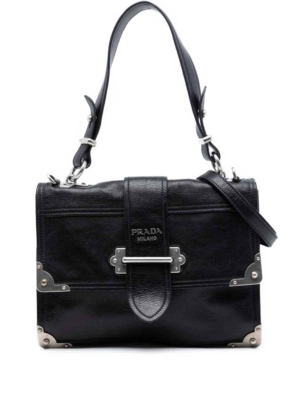 Prada Pre-Owned 2010-2026 Glace Calf Soft Cahier satchel - Nero