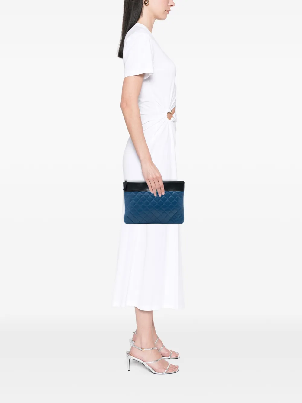  Chanel Pre-owned Bolso De Mano Mademoiselle O Case Mediano Acolchado De Piel De Oveja Bicolor 2016-2017 - Azul 