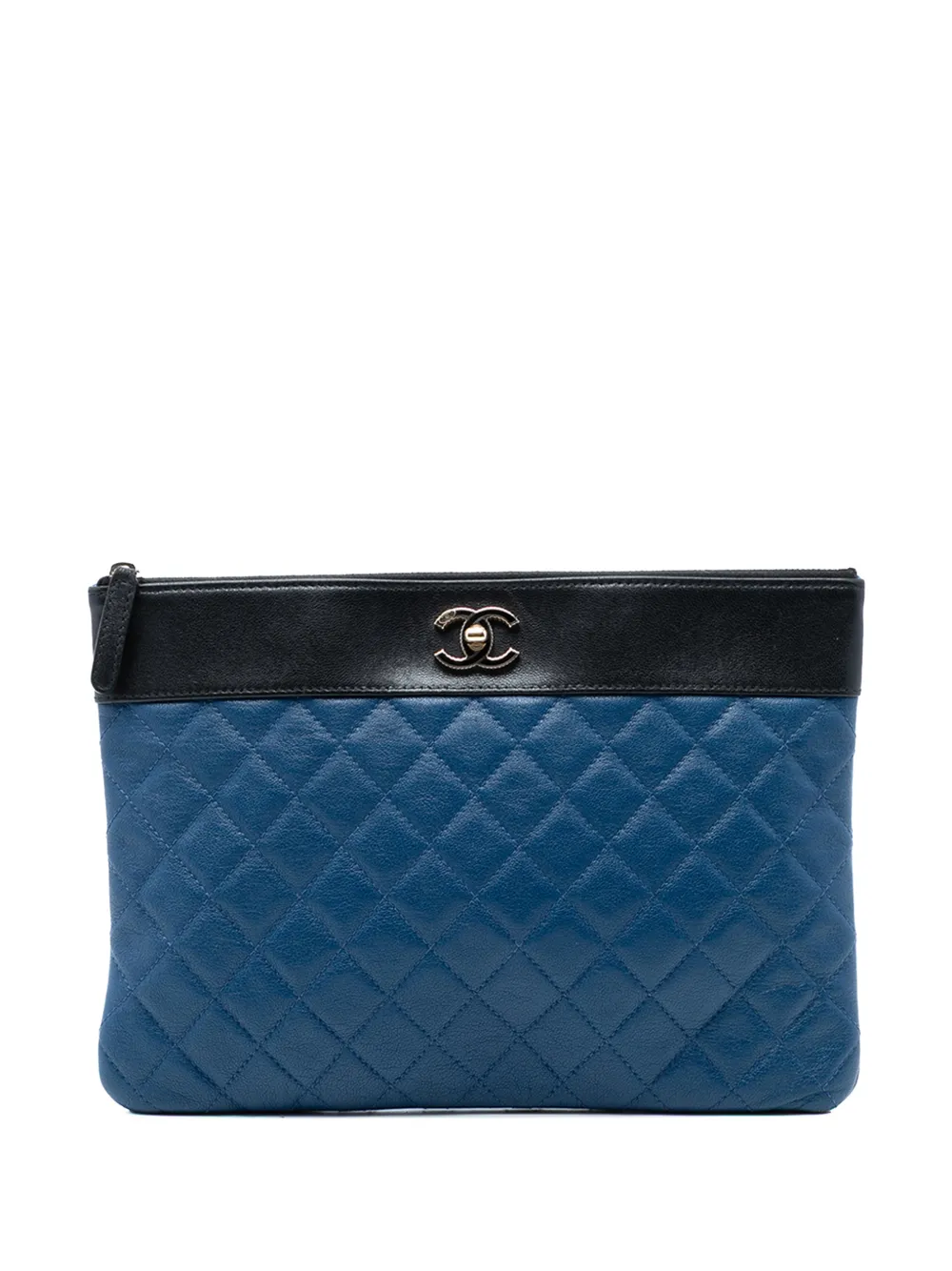 CHANEL Pre-Owned 2016-2017 Medium Bicolor Quilted Sheepskin Mademoiselle O Case clutch bag - Blu