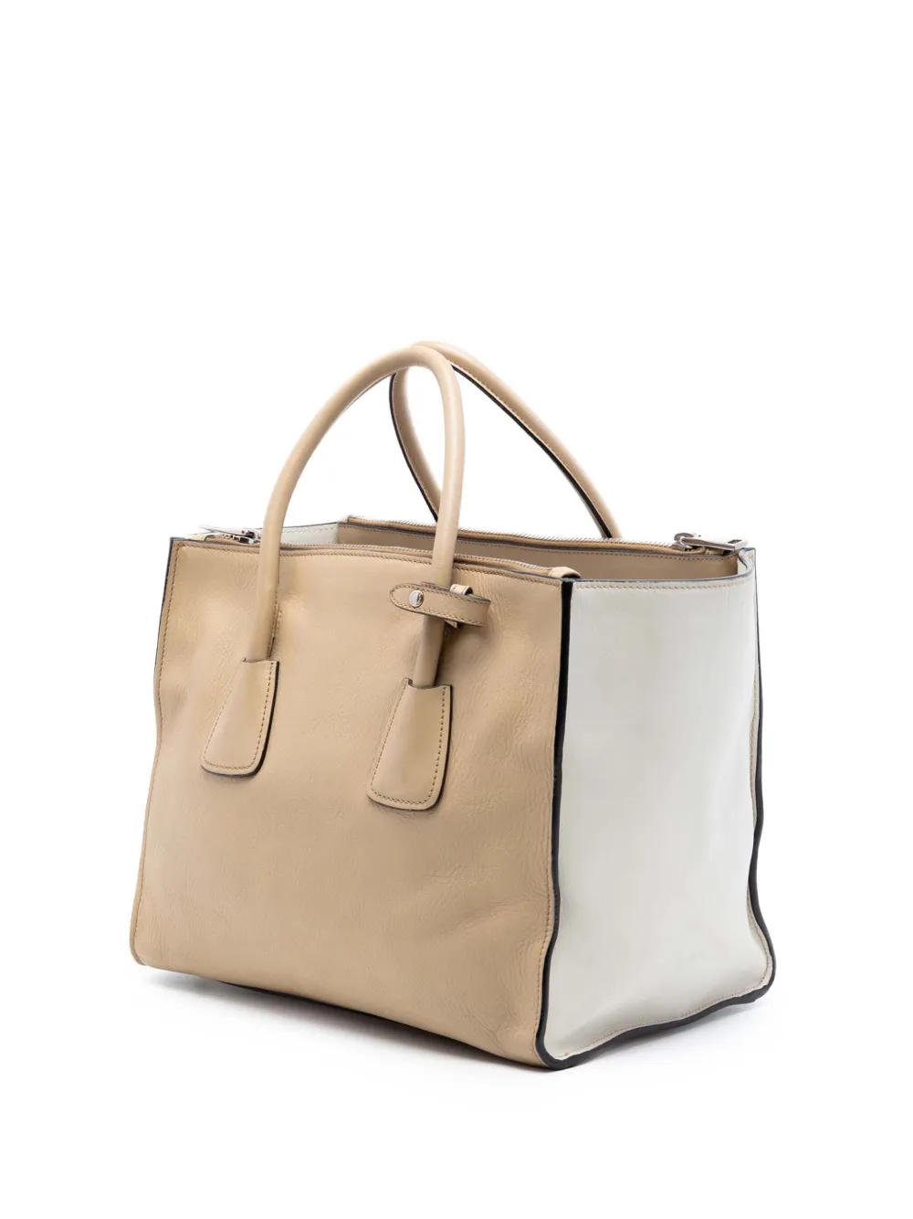  Prada Pre-owned Bolso Satchel Twin Pocket De Piel De Becerro Bicolor Con Doble Bolsillo 2000-2026 - Blanco 