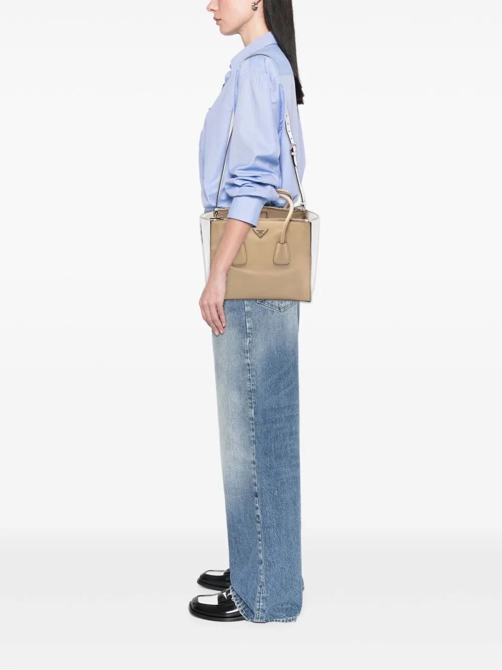 Prada Pre-owned Bolso Satchel Twin Pocket De Piel De Becerro Bicolor Con Doble Bolsillo 2000-2026 - Blanco 