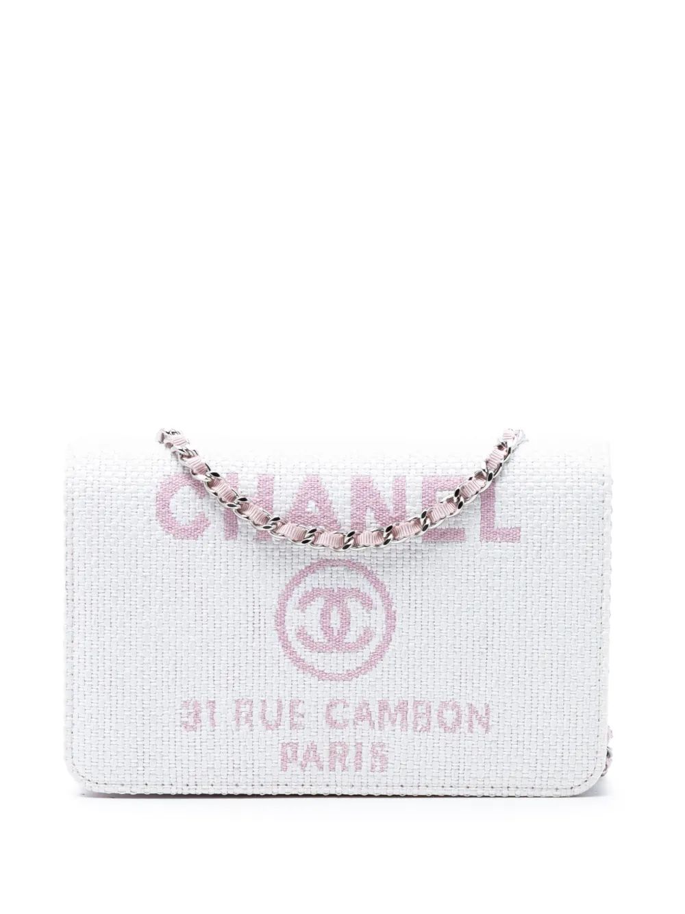 CHANEL Pre-Owned 2017-2018 Canvas Deauville Wallet On Chain crossbody bag - Rosa