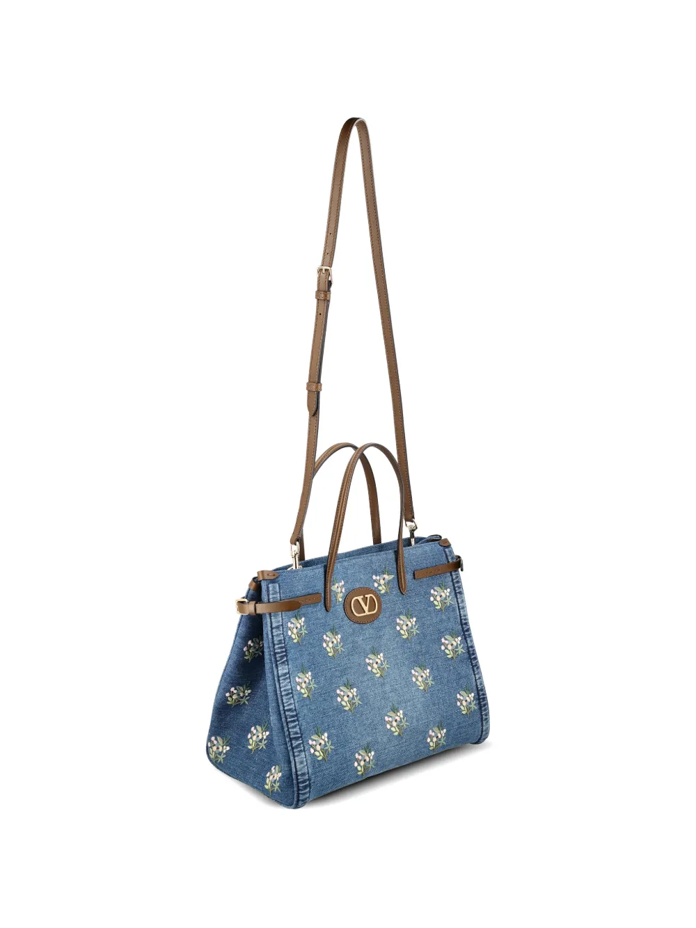 Valentino Garavani VLogo Signature schoudertas met geborduurde bloemen Blauw