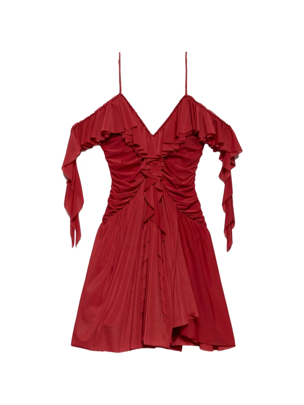 Aniye By Xena ruffled cold-shoulder mini dress - Rosso