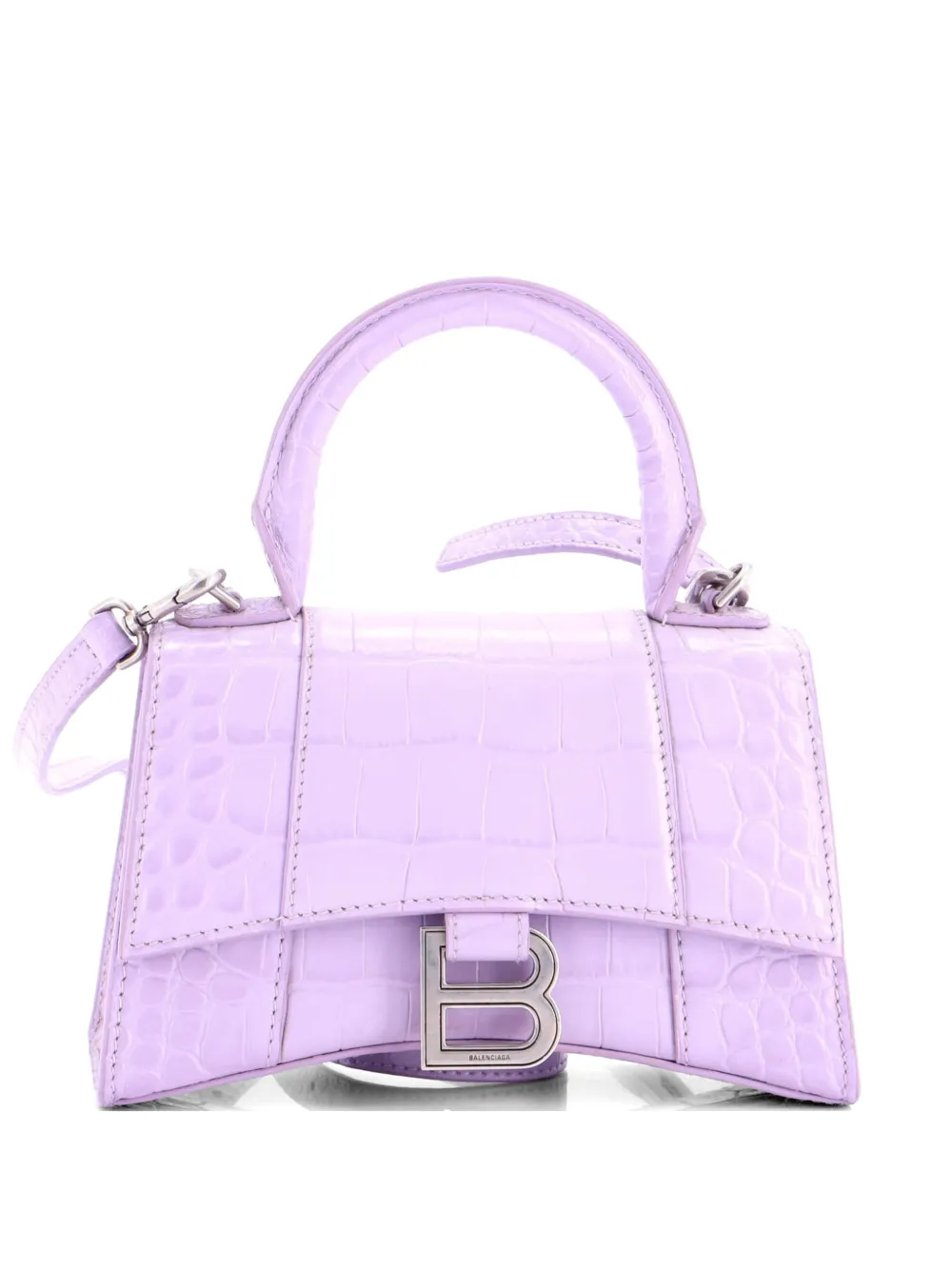 Balenciaga Pre-Owned Hourglass Top Handle Bag Crocodile Embossed Leather XS satchel - Viola