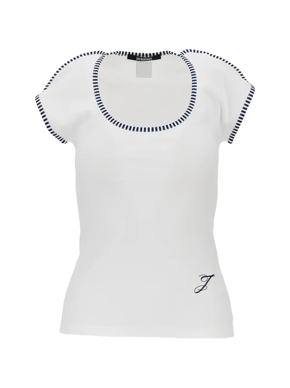 Jacquemus The Espiral striped-trim embroidered T-shirt - Weiß