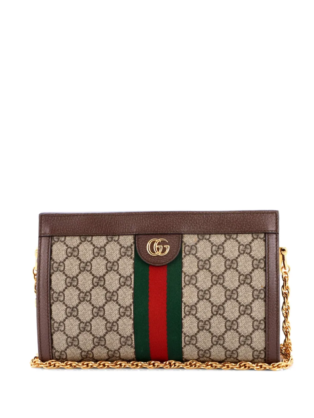 Gucci Pre-Owned Borsa a tracolla Ophidia piccola in tela cerata GG con catena - Marrone