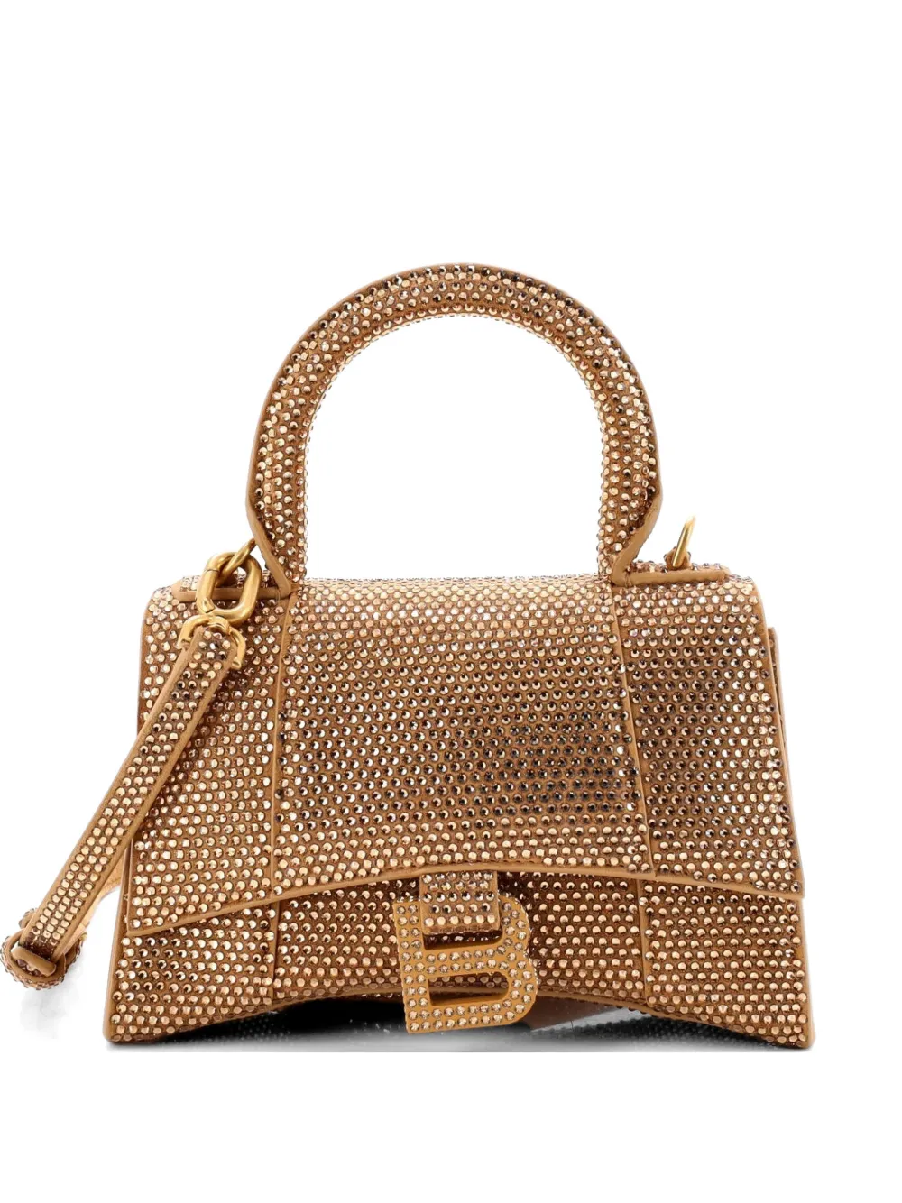 Balenciaga Pre-Owned Hourglass Top Handle Bag Suede with Crystals XS crossbody bag - Oro