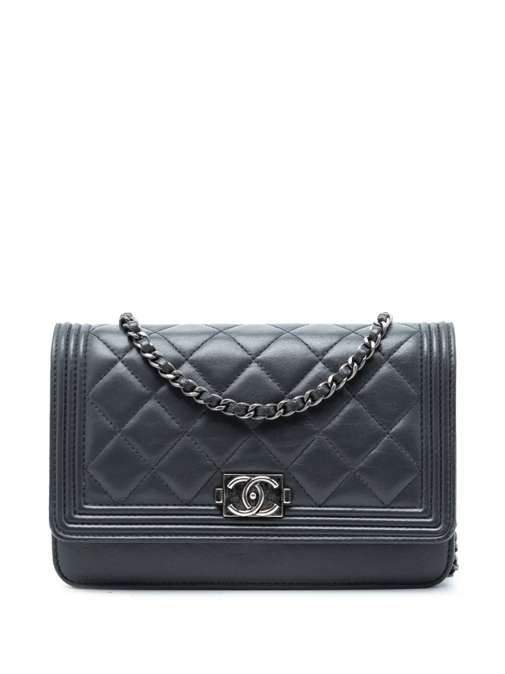 CHANEL Pre-Owned 2012 Quilted Lambskin Boy Wallet On Chain crossbody bag - Nero