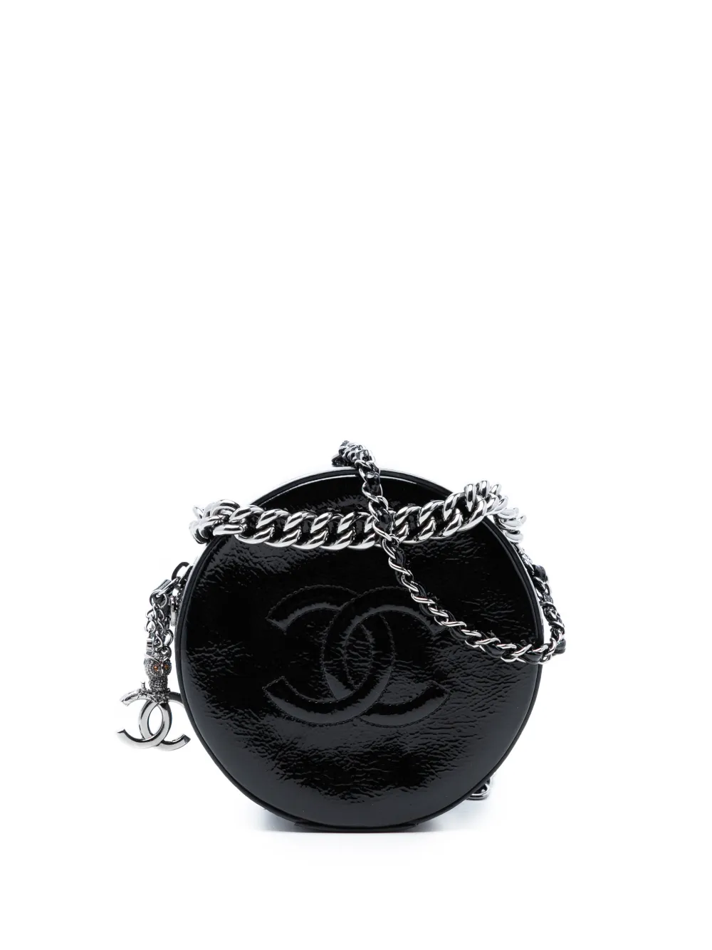 CHANEL Pre-Owned 2018-2019 Patent Round As Earth Bag satchel - Black