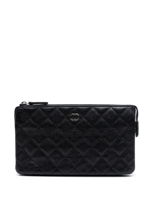 CHANEL Pre-Owned bolsa de mano pequeña de piel caviar capitonada con logo CC y cierre 2015-2016