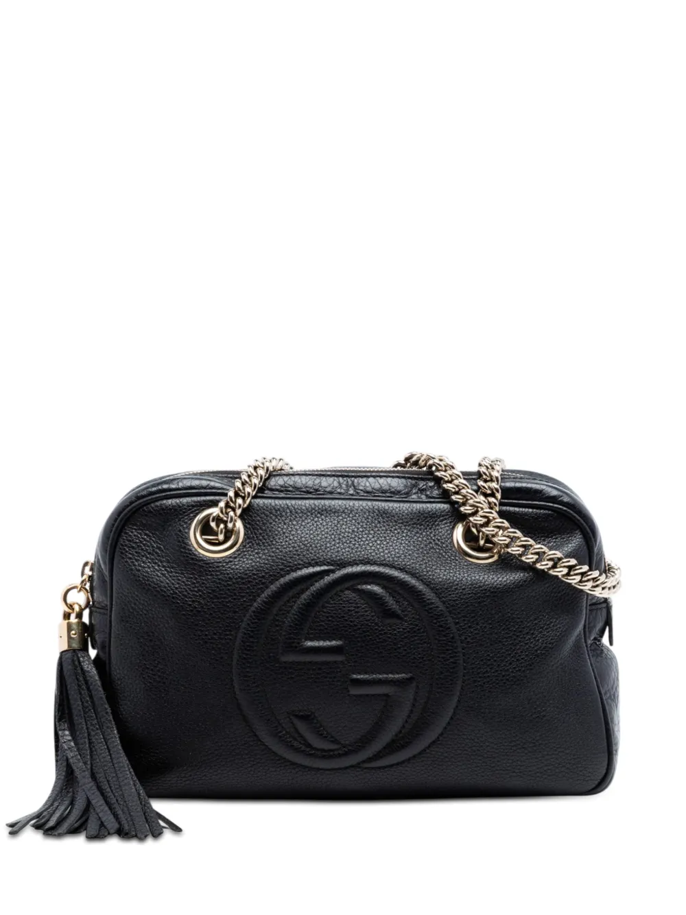 Gucci Pre-Owned Borsa a spalla Soho in pelle zigrinata con catena e zip 2016-2026 - Nero