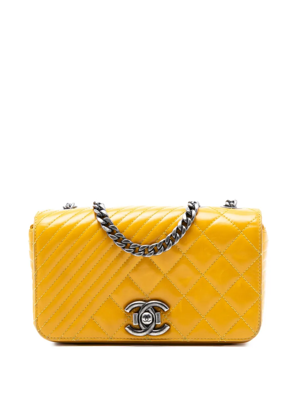 CHANEL Pre-Owned 2014-2015 Small Glazed Calfskin Coco Boy Flap shoulder bag - Giallo
