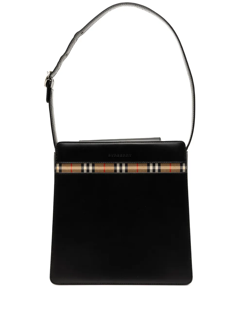 Burberry Pre-Owned 2000-2017 House Check Trimmed Leather shoulder bag - Black