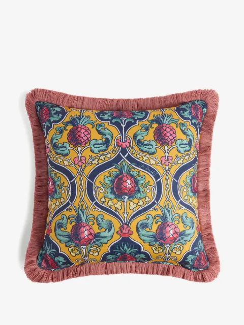 La DoubleJ pineapple-print fringed cushion