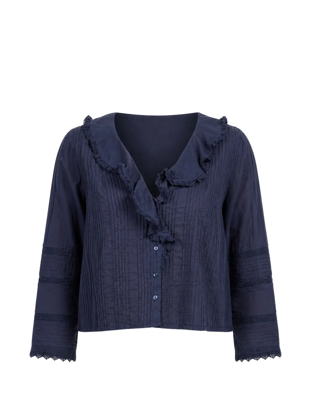DÔEN Huguette ruffled pin-tucked blouse - Blu