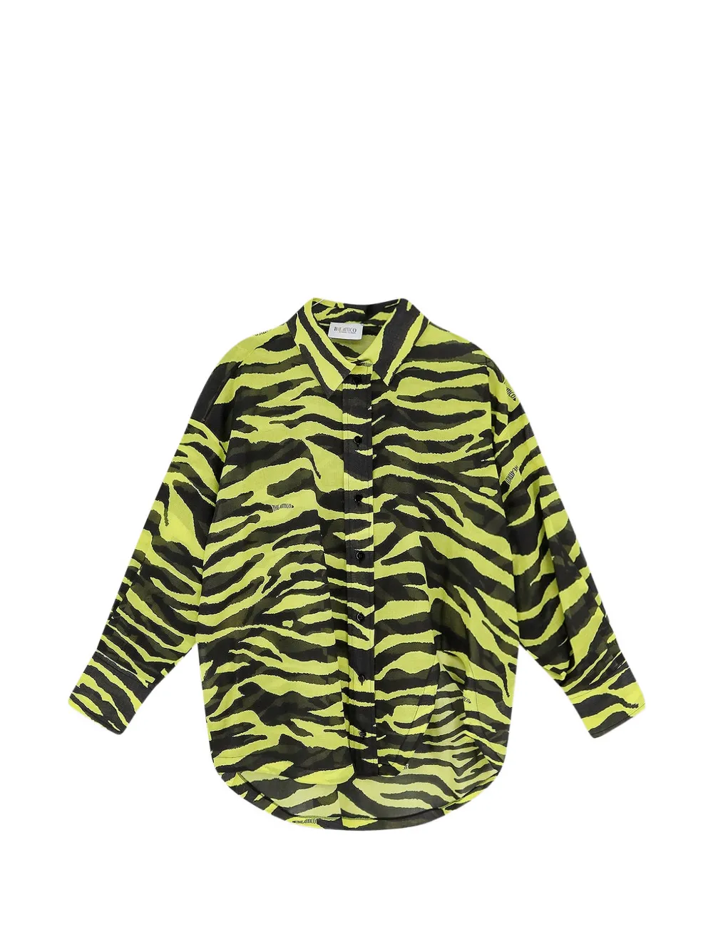 The Attico asymmetric animal-print cotton shirt - Gelb