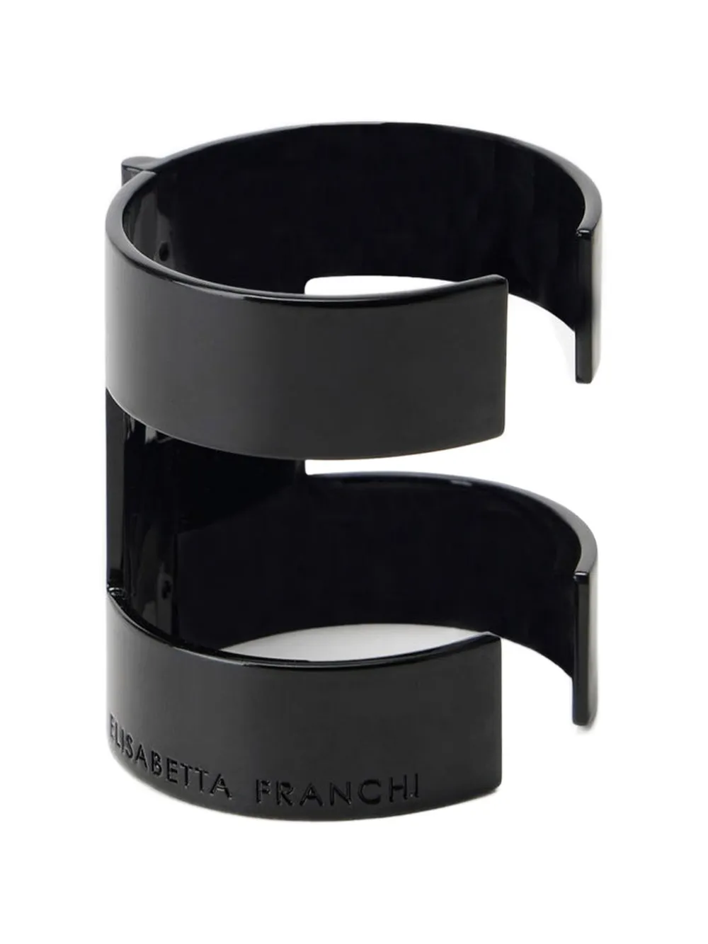 Elisabetta Franchi logo-engraved wrap-around cuff bracelet - Nero