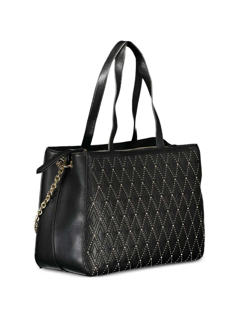 MARIO VALENTINO Shopper met diamantpatroon en studs Zwart