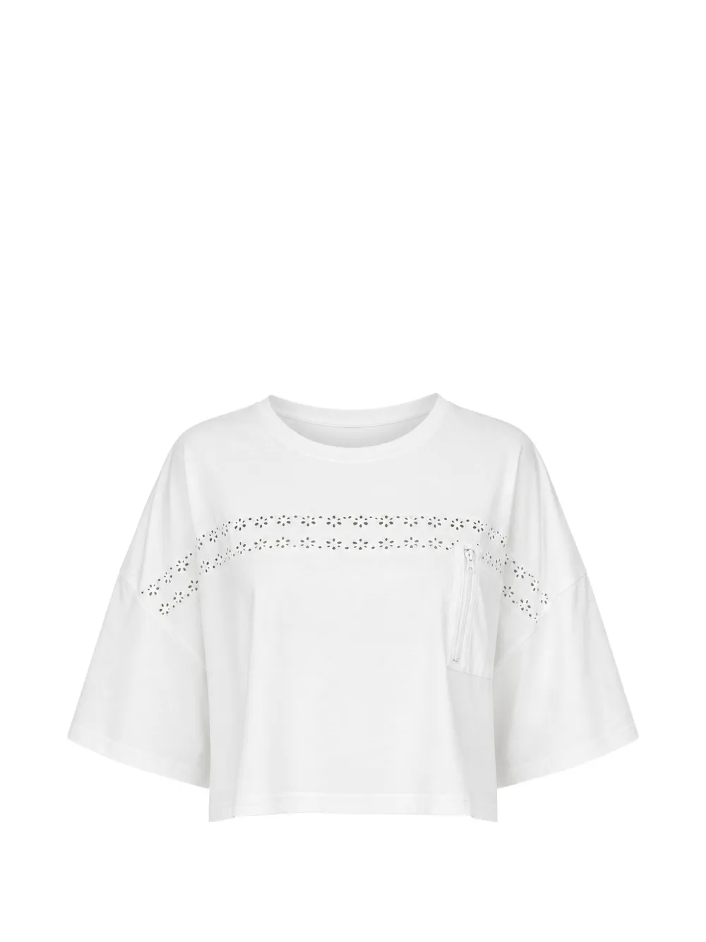 LoveShackFancy broderie-anglaise cropped T-shirt - Weiß