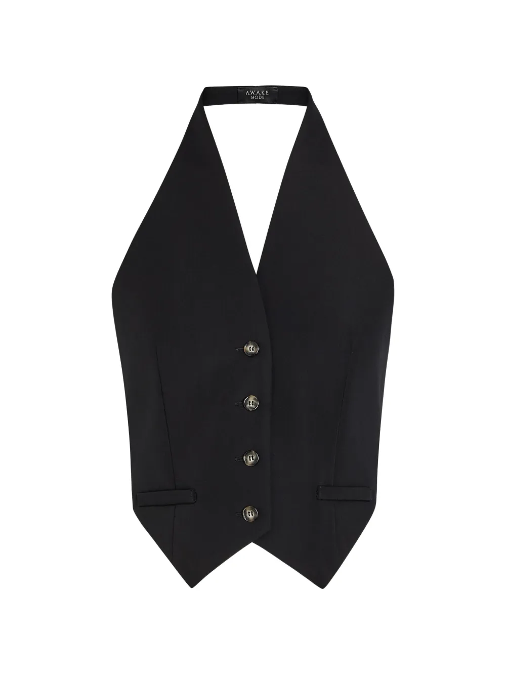 A.W.A.K.E. Mode halterneck button-up waistcoat - Schwarz